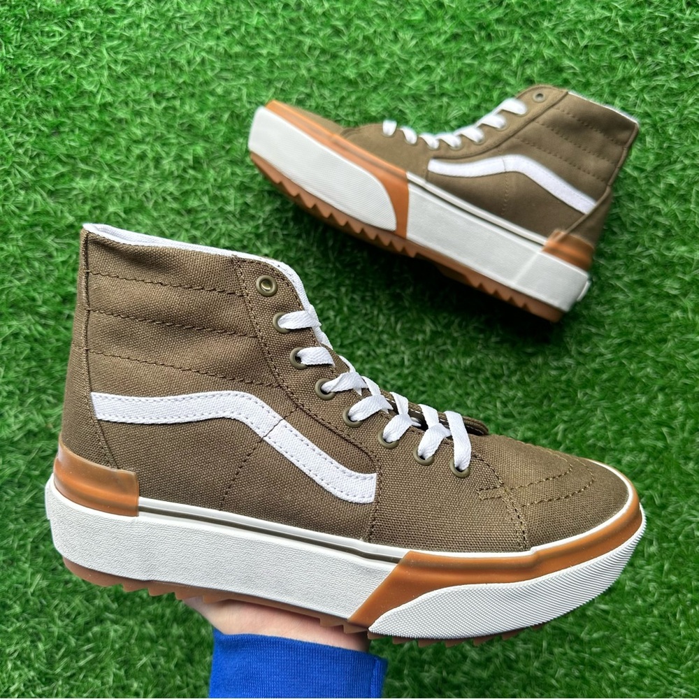 Vans Sk8 Hi Tapered Canvas Dark Olive Platform - Picture 5 of 11